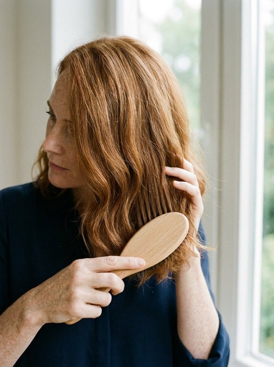 Schonendes Entwirren der Haarlängen mit einer Haarbürste